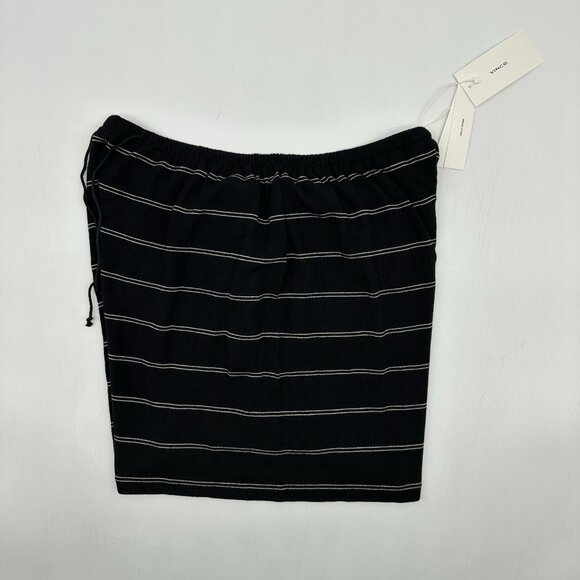 Vince Size Medium Black Knit Double Chalk Stripe Drawstring Lounge Shorts NWT - Picture 3 of 9